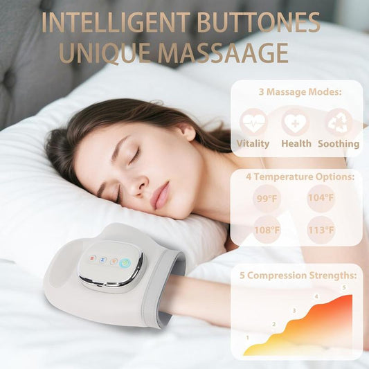 Handmassagegerät mit Wärme und Kompression, 3 Massagen, 4 Temperaturen, 5 Kompressionsmodelle, Handmassage für Arthritis und Karpaltunnel