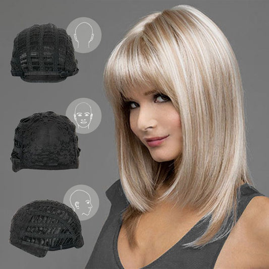 Ombre-blonde Spitzenfrontperücken für Frauen, wunderschöne flauschige Perücken mit stumpfem Pony, synthetische Perücken für Partys und den täglichen Gebrauch