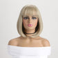 Ombre-blonde Spitzenfrontperücken für Frauen, wunderschöne flauschige Perücken mit stumpfem Pony, synthetische Perücken für Partys und den täglichen Gebrauch