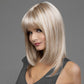 Ombre-blonde Spitzenfrontperücken für Frauen, wunderschöne flauschige Perücken mit stumpfem Pony, synthetische Perücken für Partys und den täglichen Gebrauch