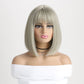 Ombre-blonde Spitzenfrontperücken für Frauen, wunderschöne flauschige Perücken mit stumpfem Pony, synthetische Perücken für Partys und den täglichen Gebrauch