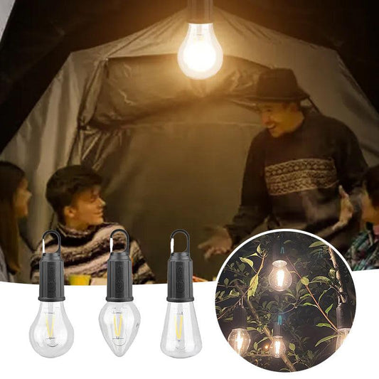 Solar Powered Tent Camping Light Bulb, Rechargeable Portable LED Camping Lantern with 3 Lighting Modes, Tent Lamp with Clip Hook for Camping, Hiking, Backpacking