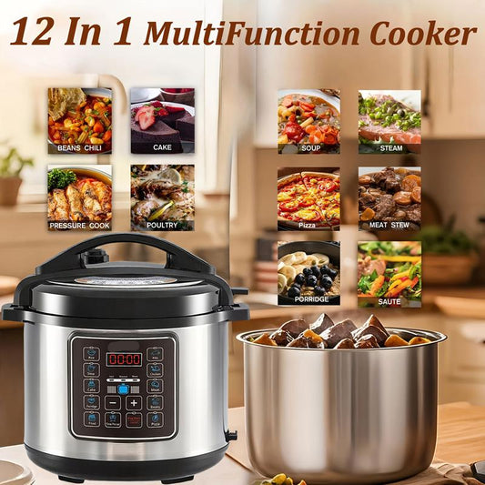 Schnellkochtopf Elektrisch, 6L, Digital, 9-in-1 Programme, Edelstahl, Schnell & Energiesparend, Für Gesundes Kochen, Leicht zu Reinigen, Ideal für Familien