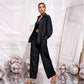 ✨ Pailletten Blazer und breite Hosen für Frauen (3-teiliges Set)