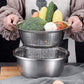 3‑in‑1 Set mit Bassin und Abgießschalen/Abtropfschalen sowie Reibe, mit filtrierbarem Abtropfkorb zum Waschen, Abtropfen und Mischen