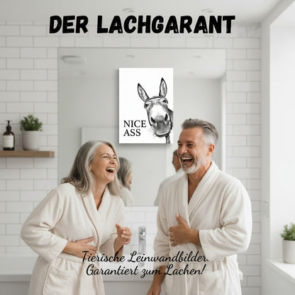 🖤🧻Lustige Wanddekoration fürs Badezimmer - Esel-Bild mit der Aufschrift „Nice Ass" (Schöner Arsch)