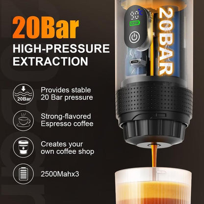 Diese tragbare elektrische 3-in-1-Espressomaschine eignet sich für große Kapseln, kleine Kapseln und gemahlenen Kaffee.
