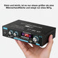 udioverstärker 2-Kanal 600W Mini HIFI Digital Bluetooth Verstärker mit FM-Radio, TF-Karte, AUX, U-Disk, MP3-Format, Höhen- und Bassregler für Zuhause oder Auto
