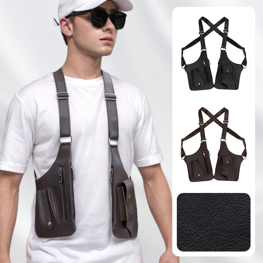 Premium Leder Unterarmtasche für Herren und Damen, dieftechnisch mit verstecktem Fach für Handys und Outdoor Ausrüstung, vielseitig für Radfahren, Wandern und mehr