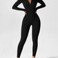 Einteiliges Ski-Mono mit Reißverschluss für Damen, informelles Sportmono mit langem Mangel für Skifahren und Radfahren, Sportkleidung für Damen für Herbst und Winter
