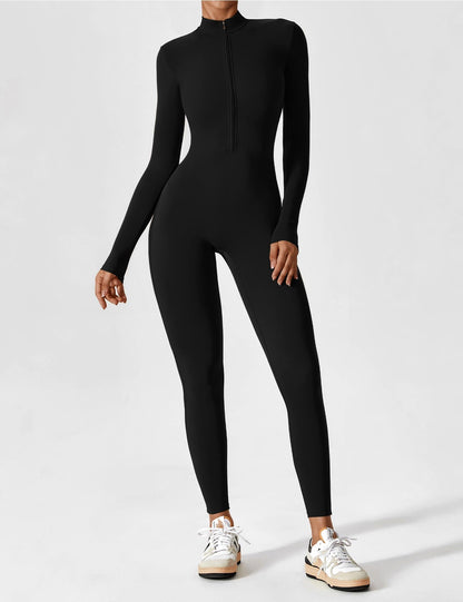 Einteiliges Ski-Mono mit Reißverschluss für Damen, informelles Sportmono mit langem Mangel für Skifahren und Radfahren, Sportkleidung für Damen für Herbst und Winter