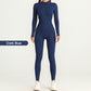 Einteiliges Ski-Mono mit Reißverschluss für Damen, informelles Sportmono mit langem Mangel für Skifahren und Radfahren, Sportkleidung für Damen für Herbst und Winter