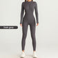 Einteiliges Ski-Mono mit Reißverschluss für Damen, informelles Sportmono mit langem Mangel für Skifahren und Radfahren, Sportkleidung für Damen für Herbst und Winter