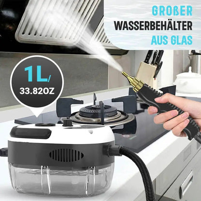 Dampfreiniger, Handlicher Dampf-Reinigungsgerät für den Haushalt, 2500 W, tragbare Hochdruck-Dampfreiniger mit hoher Temperatur und 6 Geschwindigkeitsstufen, mit 3 Bürstenarten für Möbel, Küche und Badezimmer
