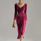 ✨Bequem und elegant! 💃Langärmiges Kleid mit Kragen, Raffungen und Schlitz