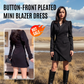 🖤Black Friday 50 % Rabatt 💥Mini-Blazerkleid mit Knopfleiste und Falten