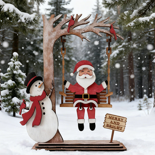 🎄3D Santa in Holz auf Swing Dekor Tisch
