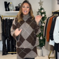 🎄🎁Weihnachtsverkauf: 50 % Rabatt💥Damen-Strickset mit Rautenmuster: Pullover und Rock, 2-teilig