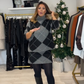 🎄🎁Weihnachtsverkauf: 50 % Rabatt💥Damen-Strickset mit Rautenmuster: Pullover und Rock, 2-teilig