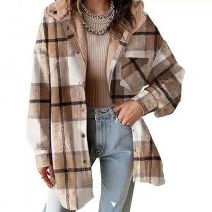 🍂🧥2025 Neue Damen Classic Cozy Plaid Kapuzenjacke