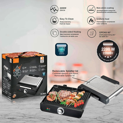 🔈🔈 Rabatt am letzten Tag – 60 % Rabatt 🔥🔥2200W Rauchfreier Indoors Grill mit Antihaft-Grillplatte