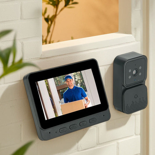 Drahtlose Türklingel-Kamera: 1080P, 170°-Winkel, 4,3-Zoll-Bildschirm, IPX65-Outdoor-Wasserdichtigkeit, Nachtsicht