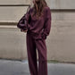 🎁2026 Neuheiten 50 % RABATT💥Sweatshirt mit hohem Kragen und seitlichem Reißverschluss & Hose im Set 👚👖
