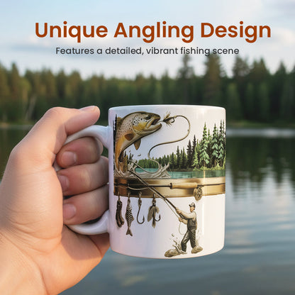 Keramikbecher mit Angelgrafik – Langlebig & Spülmaschinenfest für Angelliebhaber! 🎣☕