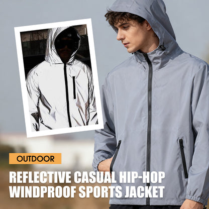 Nachtleucht-Kapuzenjacke - Leichte, lässige Jacke für nächtliches Laufen, geeignet für den Outdoor-Einsatz im Frühling und Herbst