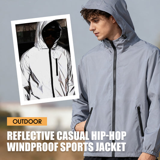 Nachtleucht-Kapuzenjacke - Leichte, lässige Jacke für nächtliches Laufen, geeignet für den Outdoor-Einsatz im Frühling und Herbst