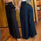 ✨🔥Damen-Hose mit hohem Bund, weitem Bein und Gürtelakzent💓