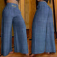 ✨🔥Damen-Hose mit hohem Bund, weitem Bein und Gürtelakzent💓