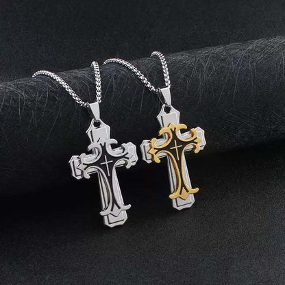 ✝️🖤Herren Kreuzkette mit Muster – Markantes Design, stilvoll & alltagstauglich