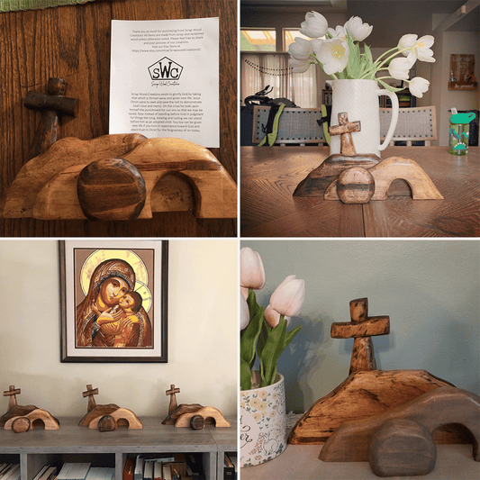 Die Osterszene und das Kreuz des leeren Grabes