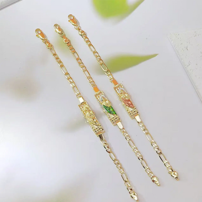 Zweifarbiges Vintage Armband mit St. Jude Anhänger – Klassisches Kettenarmband🙏🖤