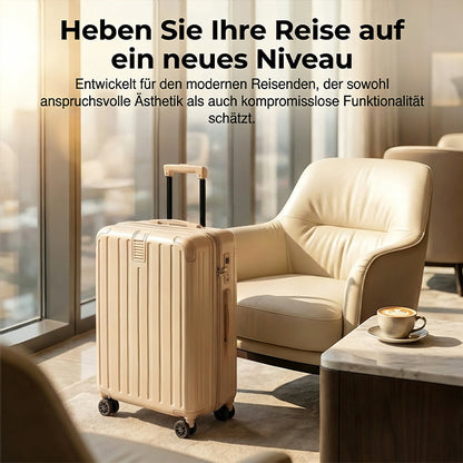 Geräumiger Hartschalenkoffer mit feststellbaren Rollen