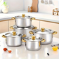 🍳 57% RABATT! 🔥 10-teiliges Kochset – Robuster Edelstahl, Glasdeckel & Elegante Gold-Akzente für Eine Stilvolle Küche ✨